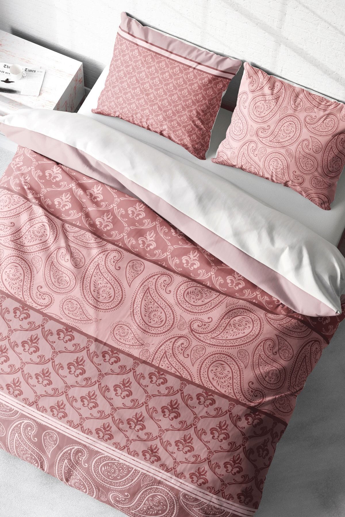 Pink Simurg 3d Pamuk Saten Çift Kişilik Nevresim Takımı