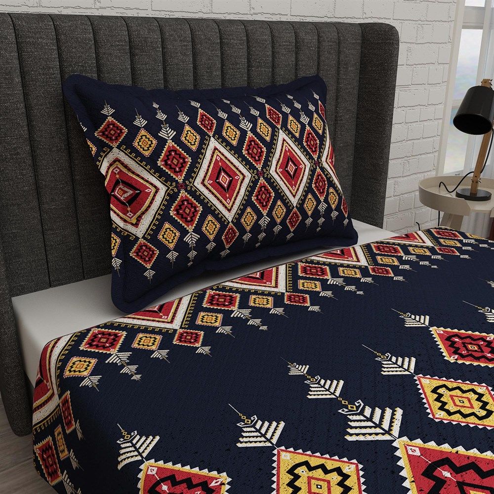 Tek Kişilik Pike Takımı Jakar Dokuma Pamuklu 3d Ethnic Geometric