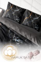 Lux Marble 3d Pamuk Saten Çift Kişilik Nevresim Takımı
