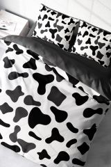 Cow 3D Pamuk Saten Çift Kişilik Nevresim Takımı