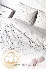 Terrazzo 3d Pamuk Saten Çift Kişilik Nevresim Takımı