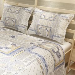 MonoHome Pike Takımı Jakar Dokuma Pamuklu 3D Dijital Baskı  Blue Patchwork