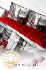 London 3d Pamuk Saten Çift Kişilik Nevresim Takımı