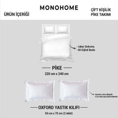 MonoHome Pike Takımı Jakar Dokuma Pamuklu 3D Dijital Baskı Black & White