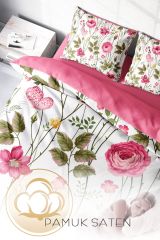 Relax Flower 3d Pamuk Saten Çift Kişilik Nevresim Takımı