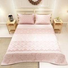 MonoHome Pike Takımı Jakar Dokuma Pamuklu 3D Dijital Baskı Pink Sumurg