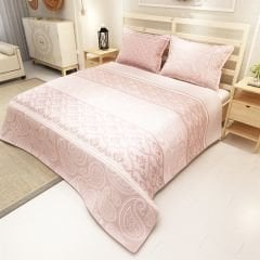 MonoHome Pike Takımı Jakar Dokuma Pamuklu 3D Dijital Baskı Pink Sumurg