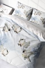 Snow Bird 3d Pamuk Saten Çift Kişilik Nevresim Takımı