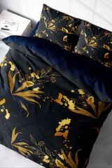 Gold Leaf 3d Pamuk Saten Çift Kişilik Nevresim Takımı