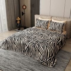 Pike Takımı Pamuklu Çift Kişilik  Jakar Dokuma Yatak Örtüsü Black Zebra