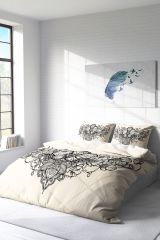 Gray Lines 3d Pamuk Saten Çift Kişilik Nevresim Takımı