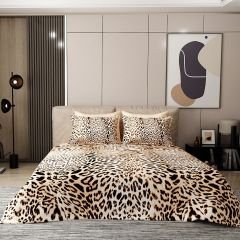 Pike Takımı Pamuklu Çift Kişilik  Jakar Dokuma Yatak Örtüsü Classical Leopar