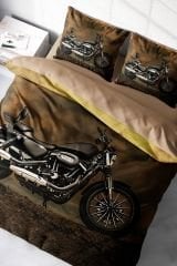 Motorcycles 3d Pamuk Saten Çift Kişilik Nevresim Takımı
