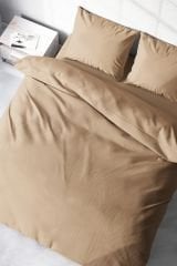 Kahverengi Lux Pamuk Ranforce Çift Kişilik Nevresim Takımı