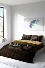 Motorcycles 3d Pamuk Saten Çift Kişilik Nevresim Takımı