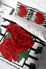 Rose Box 3d Pamuk Saten Çift Kişilik Nevresim Takımı