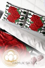 Rose Box 3d Pamuk Saten Çift Kişilik Nevresim Takımı