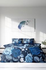 Blue Flower 3d Pamuk Saten Çift Kişilik Nevresim Takımı