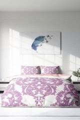 Pink Damask 3d Pamuk Saten Çift Kişilik Nevresim Takımı