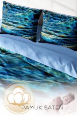 Wavy Sea 3d Pamuk Saten Çift Kişilik Nevresim Takımı