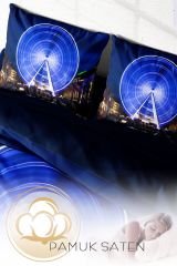 London Eye 3d Pamuk Saten Çift Kişilik Nevresim Takımı
