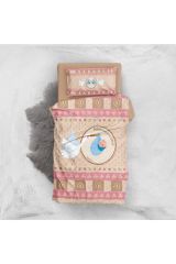 Pink & Brown 3D Pamuk Saten Bebek Nevresim Takımı
