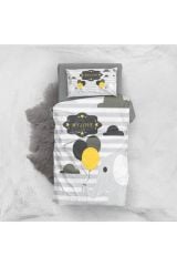Gray Love 3D Pamuk Saten Bebek Nevresim Takımı