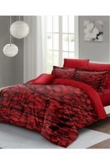 Sevgililer Günü Çift Kişilik Nevresim Takımı%100 Pamuk Saten Rose Feather