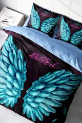 Blue Wing Pamuk Saten 3d Çift Kişilik Nevresim Takımı