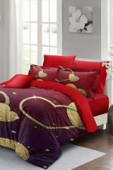 Sevgililer Günü Çift Kişilik Nevresim Takımı%100 Pamuk Saten Shine Love