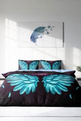 Blue Wing Pamuk Saten 3d Çift Kişilik Nevresim Takımı