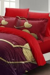 Sevgililer Günü Çift Kişilik Nevresim Takımı%100 Pamuk Saten Shine Love