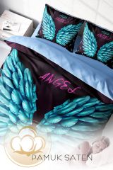 Blue Wing Pamuk Saten 3d Çift Kişilik Nevresim Takımı