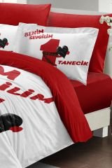 Sevgililer Günü Çift Kişilik Nevresim Takımı%100 Pamuk Saten Bitanecik Sevgilim