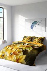 Yellow Flowers 3d Çift Kişilik Nevresim Takımı