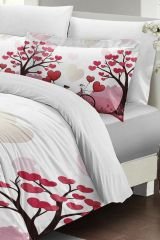 Sevgililer Günü Çift Kişilik Nevresim Takımı%100 Pamuk Saten White Love