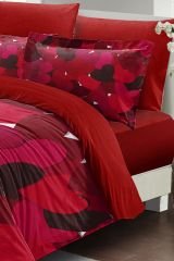 Sevgililer Günü Çift Kişilik Nevresim Takımı%100 Pamuk Saten Aşkın Rengi