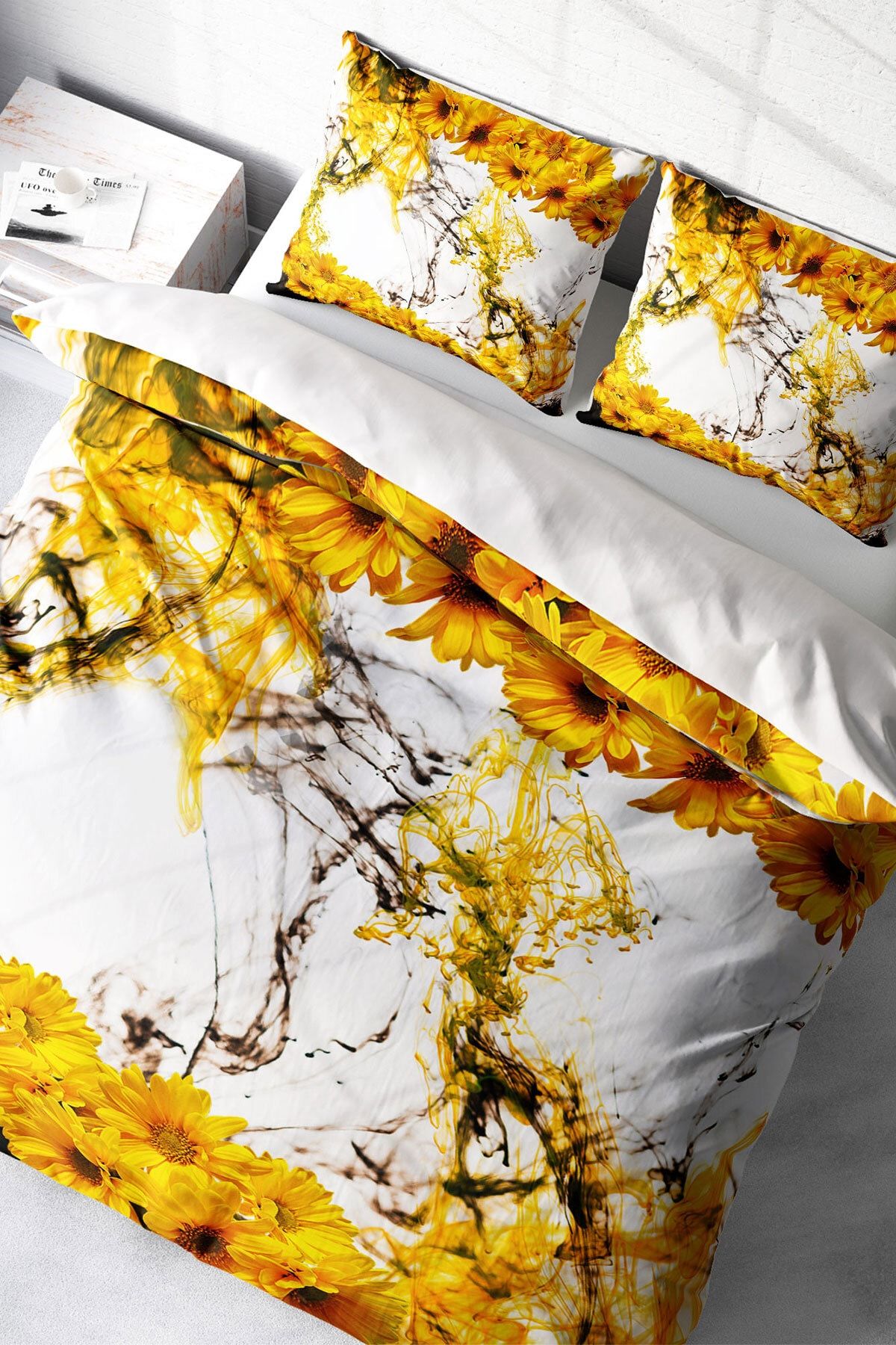 Yellow Daisy 3d Çift Kişilik Nevresim Takımı
