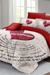 Sevgililer Günü Çift Kişilik Nevresim Takımı%100 Pamuk Saten My Darling