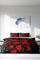 Red Black Roses 3d Çift Kişilik Nevresim Takımı