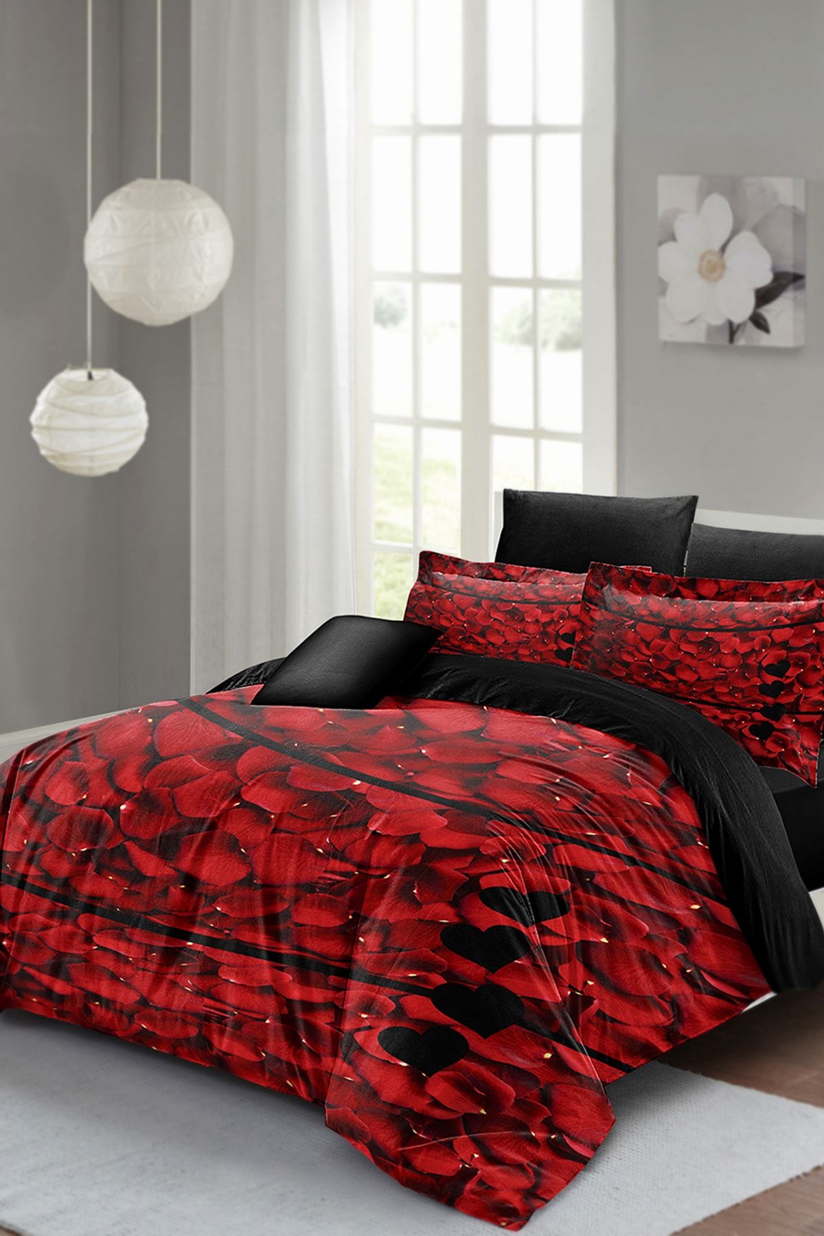 Rose Feather 3d Çift Kişilik Nevresim Takımı