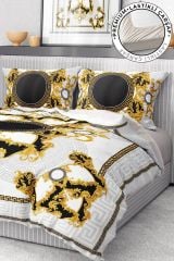 Premium Nevresim Takımı %100 Pamuk Saten Lastikli Çarşaf Deluxe Koleksiyon Çift Kişilik 3d Brand