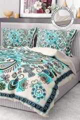 Premium Nevresim Takımı %100 Pamuk Saten Lastikli Çarşaf Deluxe Koleksiyon Çift Kişilik 3d Blue