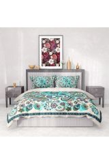 Premium Nevresim Takımı %100 Pamuk Saten Lastikli Çarşaf Deluxe Koleksiyon Çift Kişilik 3d Blue