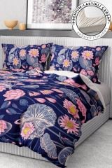 Premium Nevresim Takımı %100 Pamuk Saten Lastikli Çarşaf Deluxe Koleksiyon Çift Kişilik 3d Purple