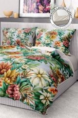 Premium Nevresim Takımı %100 Pamuk Saten Lastikli Çarşaf Deluxe Koleksiyon Çift Kişilik 3d Daisy