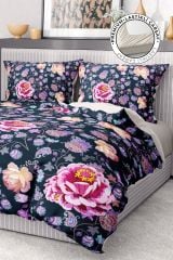 Premium Nevresim Takımı %100 Pamuk Saten Lastikli Çarşaf Deluxe Koleksiyon Çift Kişilik 3d Lotus