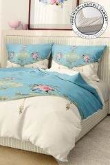 Premium Nevresim Takımı %100 Pamuk Saten Lastikli Çarşaf Deluxe Koleksiyon Çift Kişilik 3d Blue