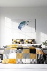Checkers Gray Modern Çift Kişilik Nevresim Takımı
