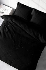 Lastikli Çarşaflı %100 Pamuk Saten Çift Kişilik Nevresim Takımı Starly Night